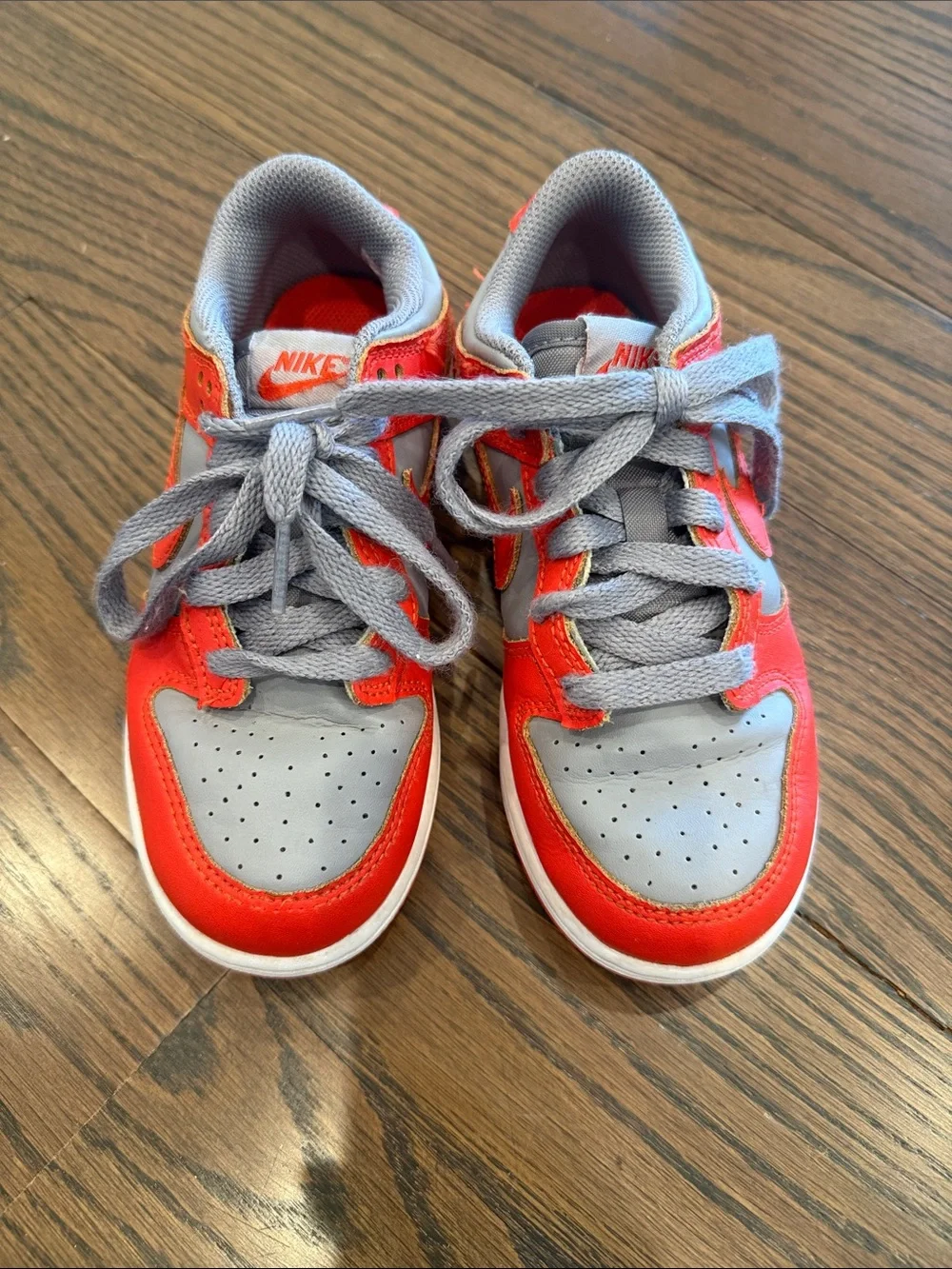 Nike Dunks Kids Orange and Gray Lace-Up Sneakers